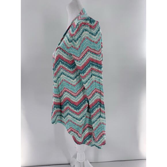 Shiela Rose Cardigan Sweater Sz L Chevron Colorful Artsy Fun Shawl Throw NWT - Picture 3 of 14
